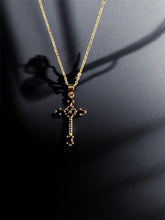 Load image into Gallery viewer, Black Marquise Gold Cross
