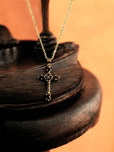 Load image into Gallery viewer, Black Marquise Gold Cross